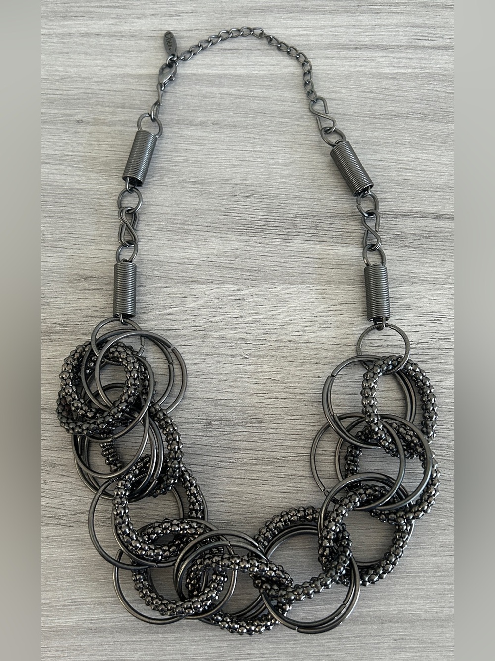 EBEN brand gunmetal-tone open circle links fashion necklace